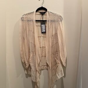 Sheer Cream Cardigan with Embellishments
